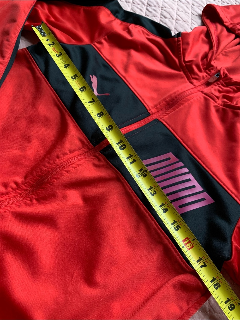 PUMA - Red Black Colorblock Full-Zip Hooded Track Jacket – Youth Size XL (18-20 - Picture 14 of 15